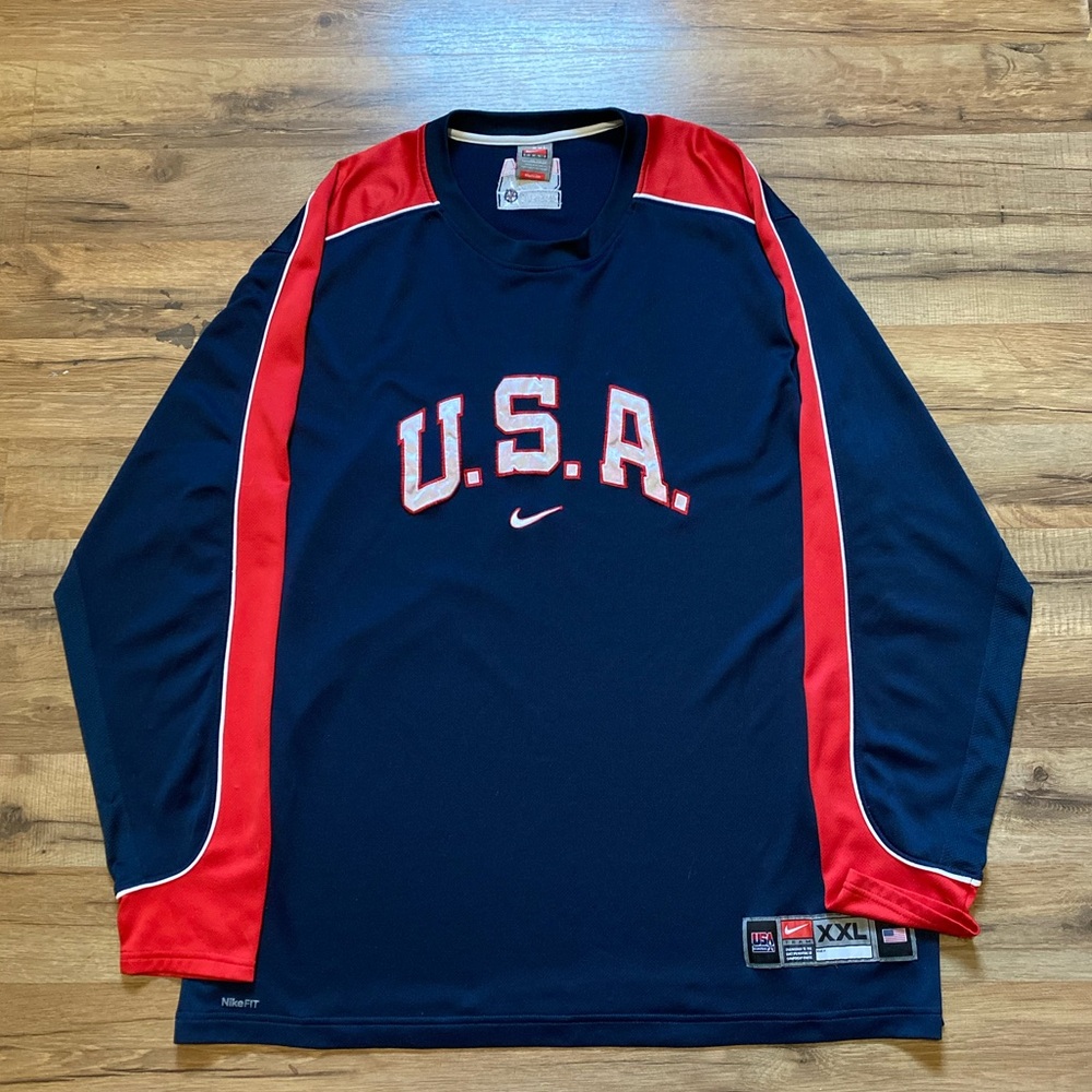 Y2K Nike Team Fit USA Basketball Center Swoosh Long Sleeve